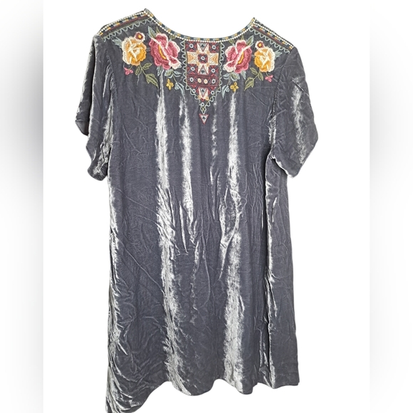 Johnny Was Cherelle Gray Velvet Embroidered Drape Peasant Boho Blouse Sz L - Picture 2 of 4